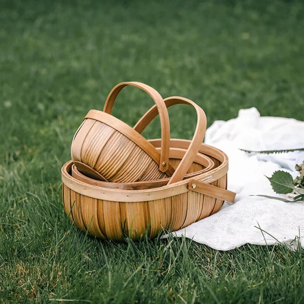 Fruit Basket Picnic Handbag Storage Baskets Kitchen Home Storage Organization