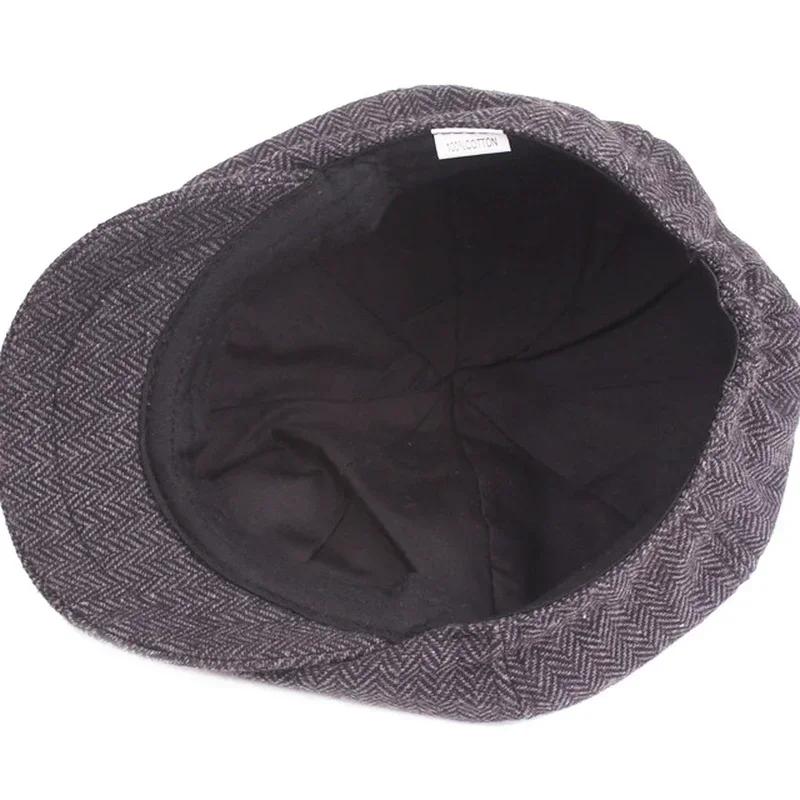 New Classic Hat for Men Caps Vintage Vintage Tweed Beret Hat Flat Peaked Cap Street Hats for Women Men
