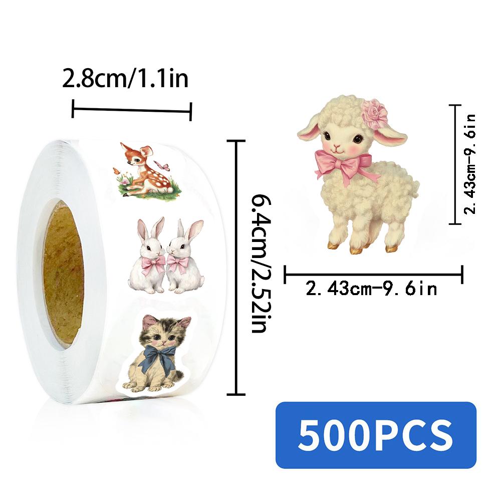 500PCS Retro Animals Pattern Roll Stickers Laptop Harajuku Luggage Personality Decoration Guitar  Waterproof Stationery Sticker