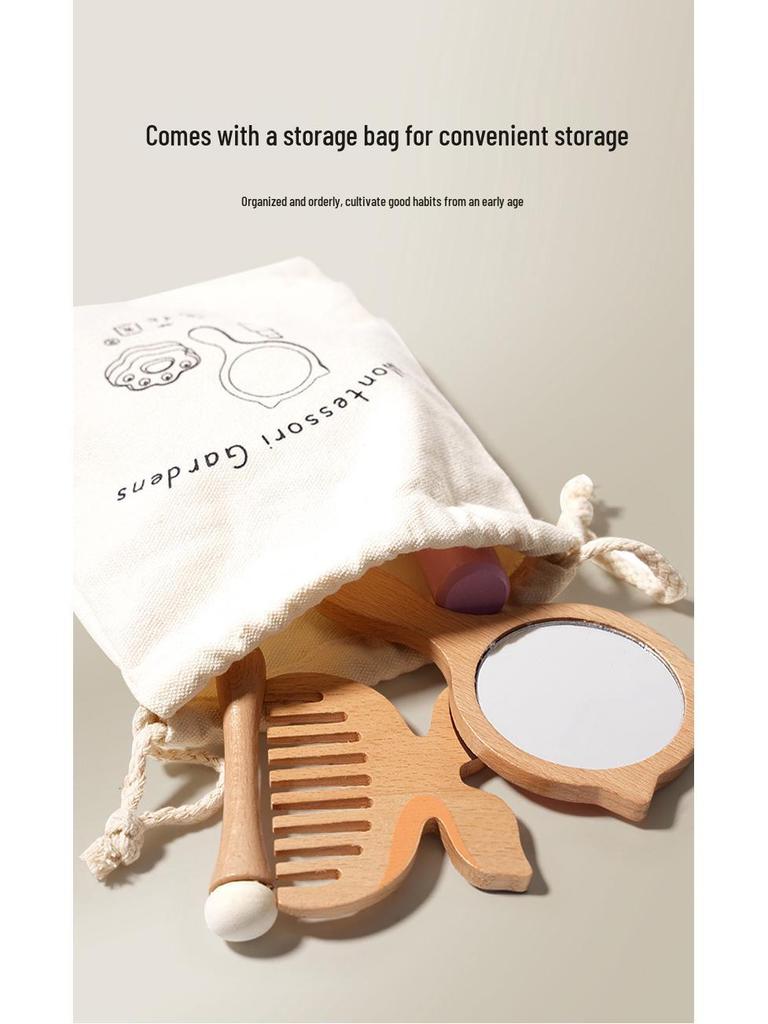 Children's Beech Wood Makeup Play Set - Educational Toy for Girls