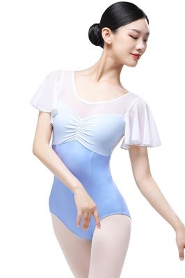 Adult Ballet Stylish Short Sleeve White New Gymnastics Leotard with Ballet D025 Indigo 170 [s.lemon] Leotard, Bra,