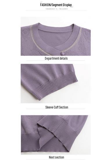 Elegant Retro V-neck Knit T-shirt for Women