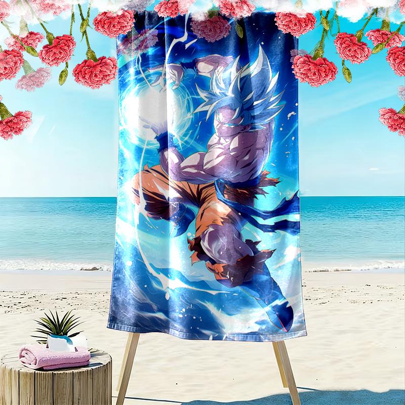 Dragon Ball Super Print Beach Towel, Large Soft Quick Dry Towel for Beach Camping Swimming