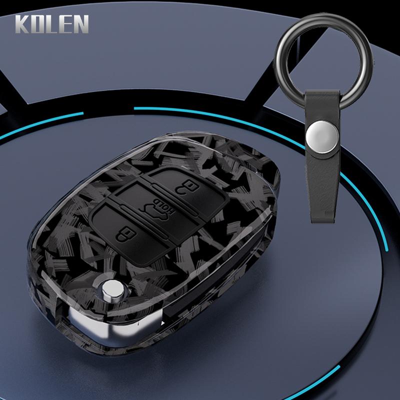 Abs Carbon Fiber Style Car Key Case Cover For Hyundai Solaris Creta Ix25 Kona Tucson Santa Fe Sonata Elantra Ix35 I20 Hb20 Ix45
