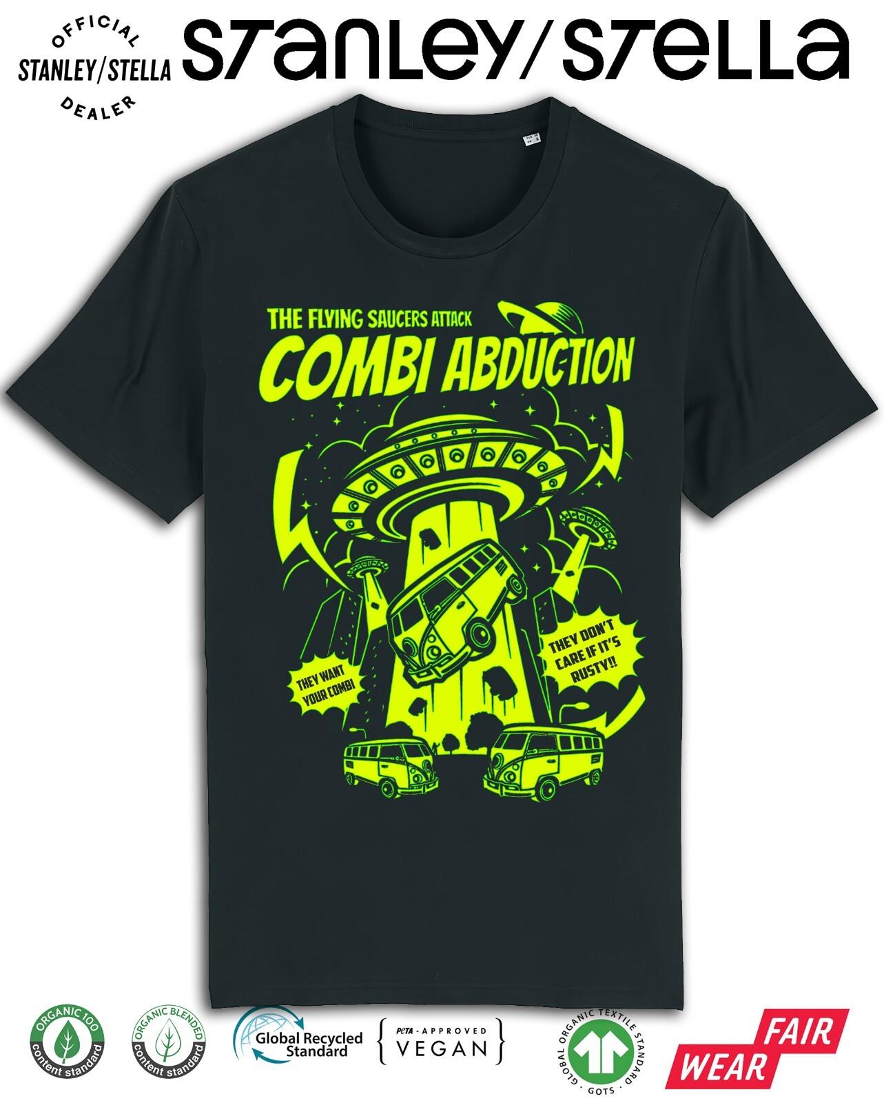 Mens Alien Combi Abduction T-Shirt Mens Womens Tees Top Flying Saucers UFO Aliens Campervan 4XL