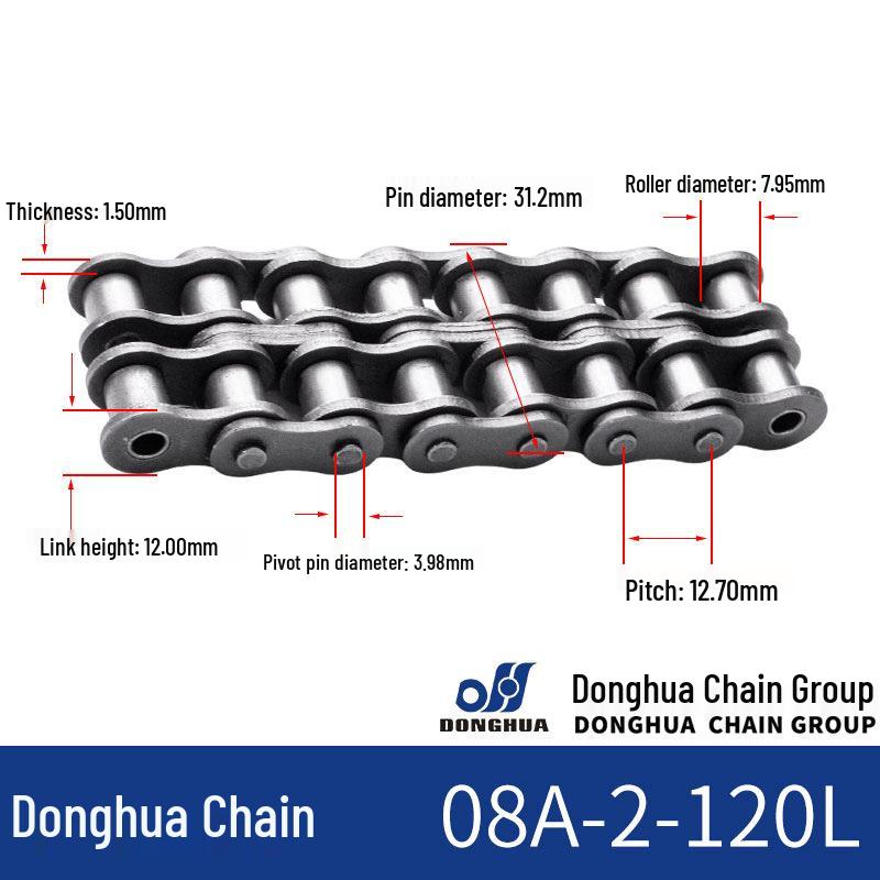 Donghua Industrial Transmission Chain: Single/Double Roller, Manganese Steel, Large Pitch Precision Roller Chain.