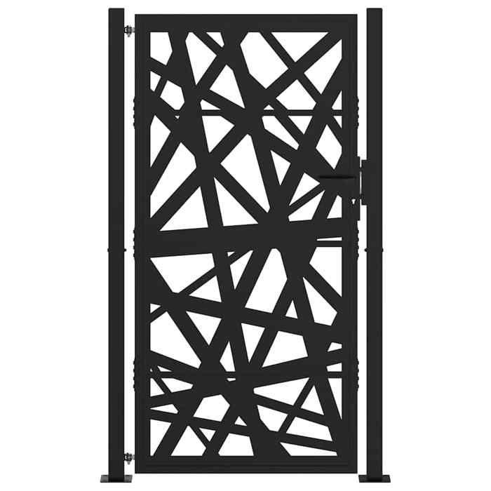 VidaXL Portail de jardin noir 105x180 cm acier conception de lumière, porte de clôture, porte extérieure, porte en métal, 4100952
