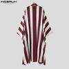 INCERUN Men V Neck Batwing Sleeve Striped Print Irregular Casual Loose Long Dress Robes