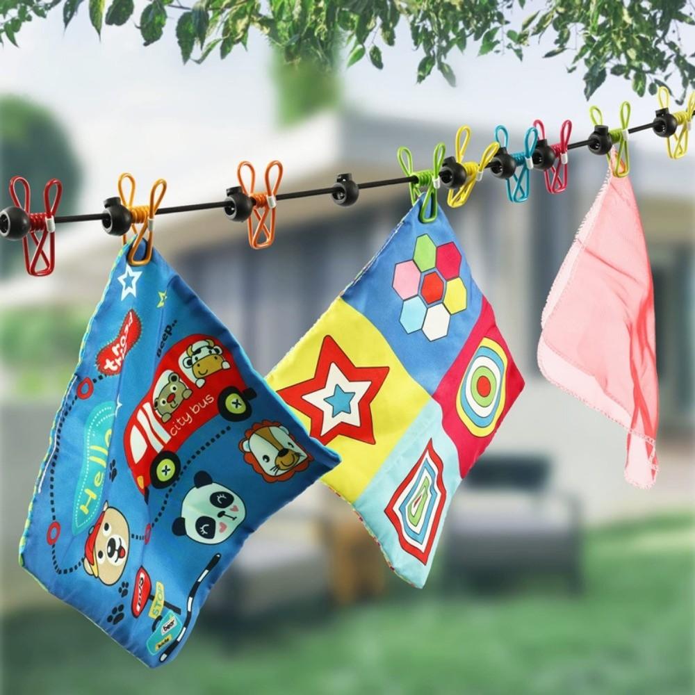 New Portable Retractable Clothesline Non-Slip Foldable Drying Line with 12 Clips 1.8M Hanging Rack Outdoor