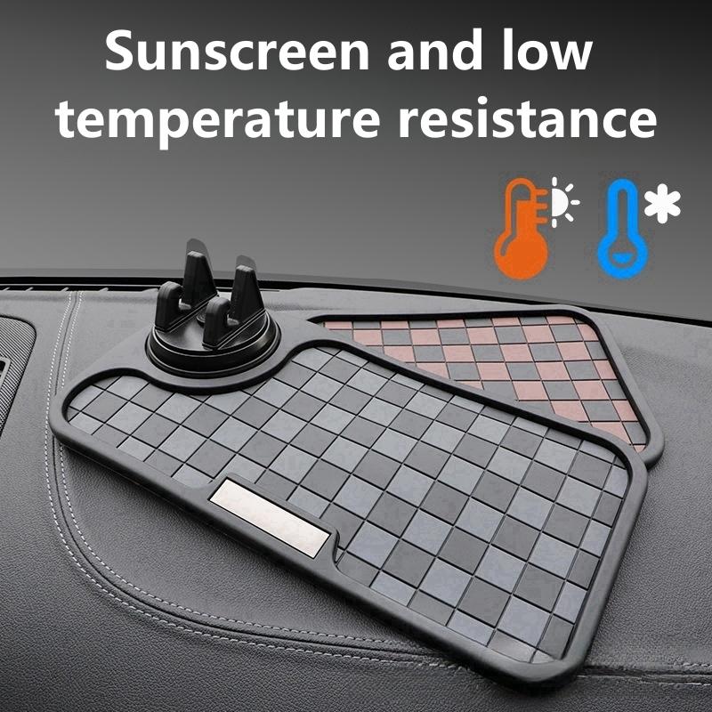 2 in 1 Dashboard Anti Slip Mat with Phone Mount 360-Degree Rotation Car Phone Holder PVC Non-Slip Key Storage Mat for Car