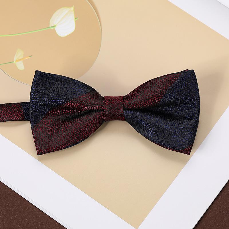 Men'S Fashion Bow Tie Color Woven Jacquard Double Striped Small Flower Business Retro Suit Shirt Bow