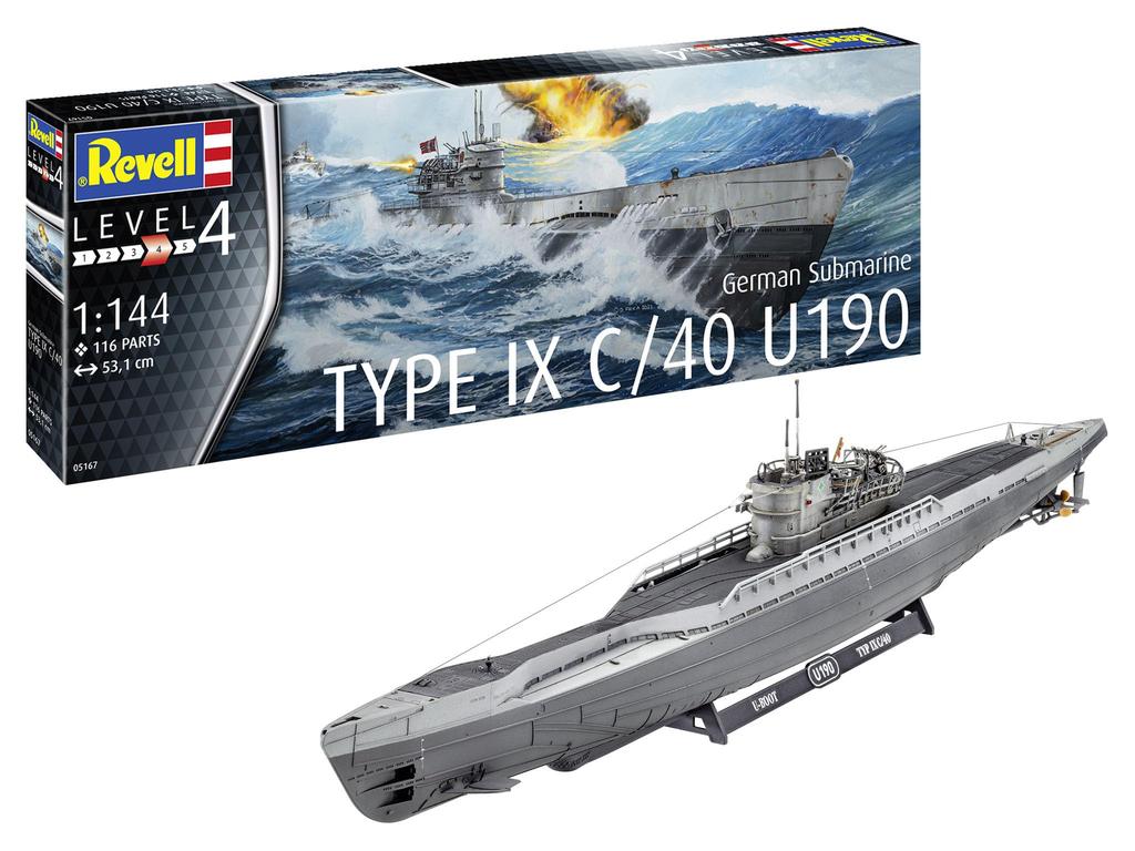 Revell German Submarine Type IX Plastic Model Assembly Kit 05167 1/144 C/40