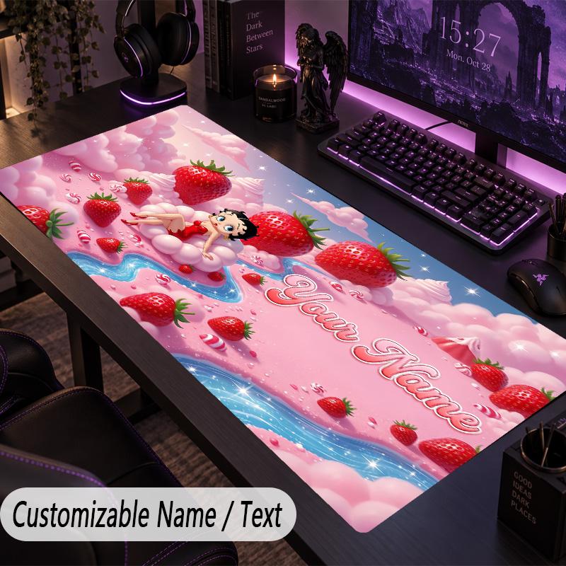 Custom Text Big Mousepad, Extended Desk Pad For Laptop Work GameBetty Boop