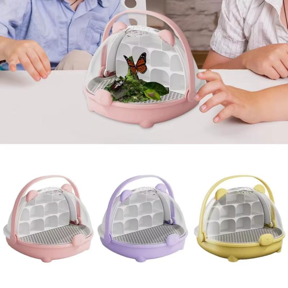 

Складана ручка кабіни для спостереження за шовкопрядом видимі двері комаха Хабітат клітка для дітей рожевий