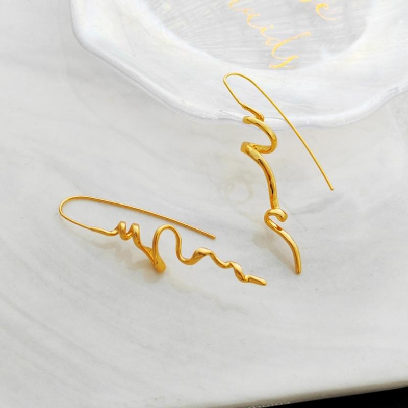 Abstrakcyjne Kolczyki Solidne Mosiężne Kolczyki Trójwymiarowe Wzory Wygodne dla Modnych Kobiet Panie Odzież Codzienna