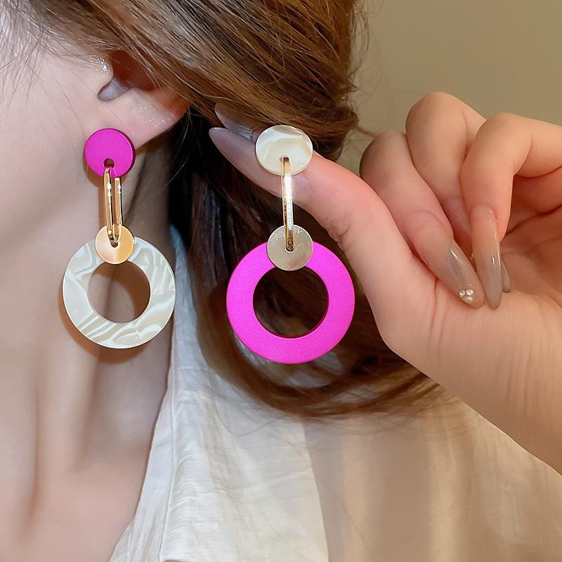Faye Wong Pink Shrimp Cracker Earrings 2025 Year of the Snake Spring Festival Studs - European and American High-End Fashion.