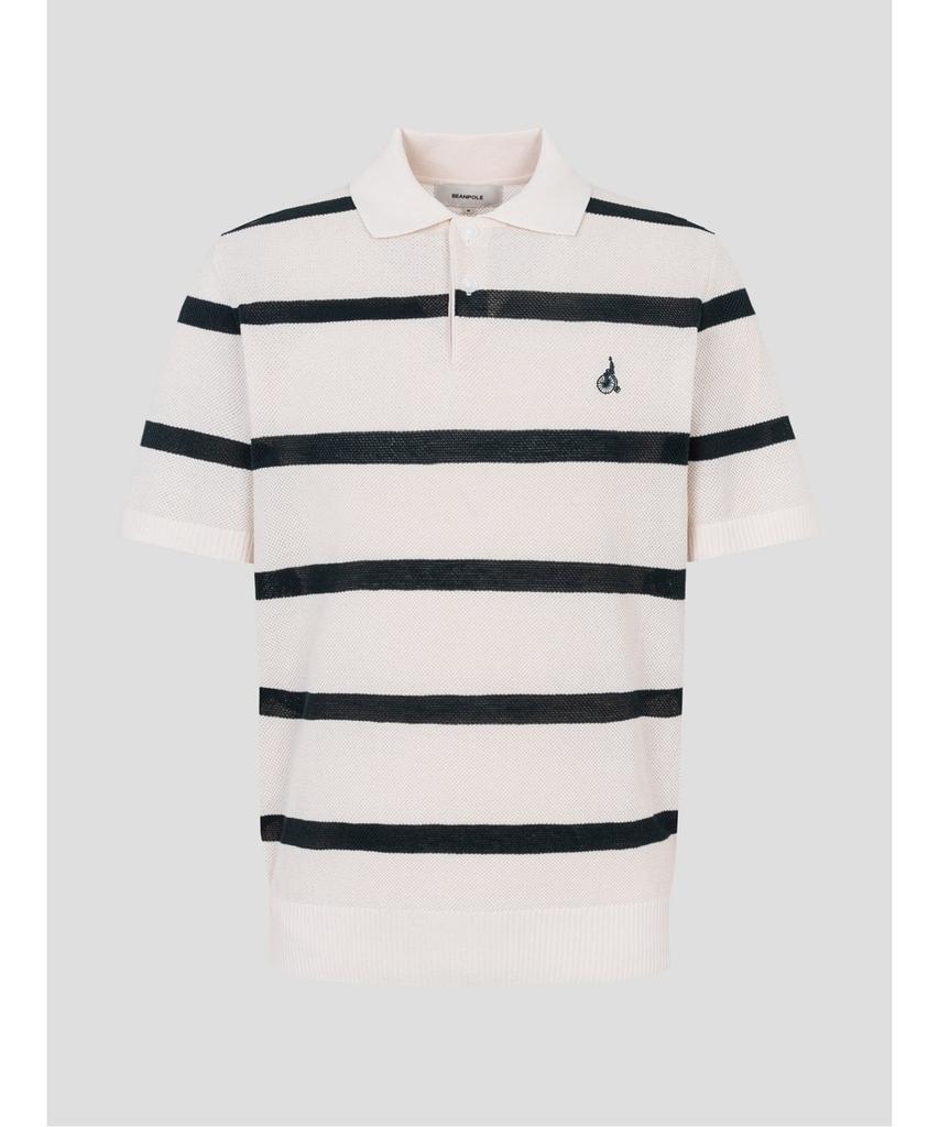 Binpolmen Bold Stripe Collared Neck Knit Ivory