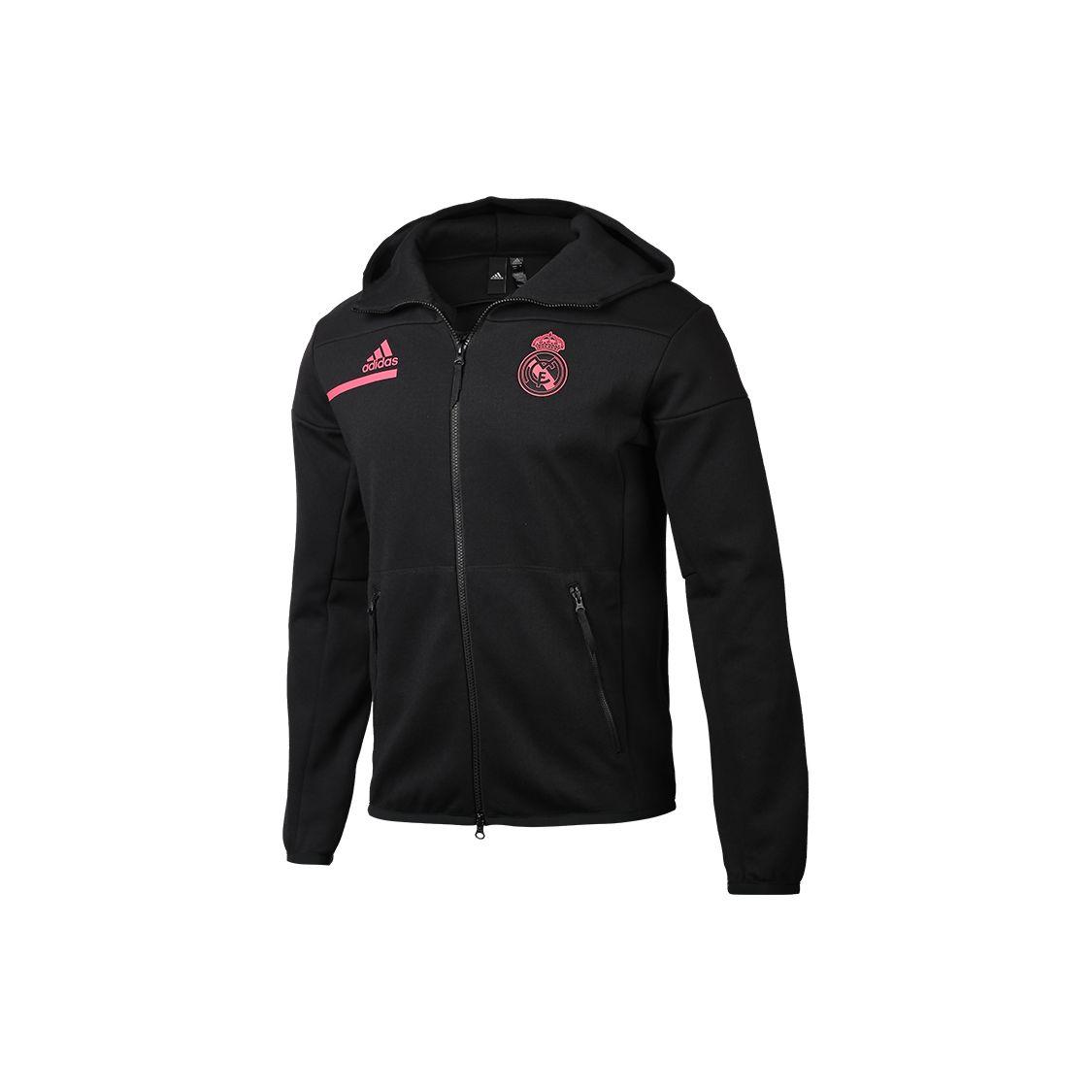 adidas Real Madrid 20/21 ZNE Anthem Hooded Jacket Black Pink GN4983 S
