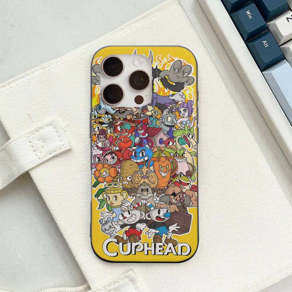 C-Cuphead Classic Game Soft Corrugated Phone Case For IPhone 11 12 13 14 15 16 17 Pro Max Plus Ripple Silicone Cover