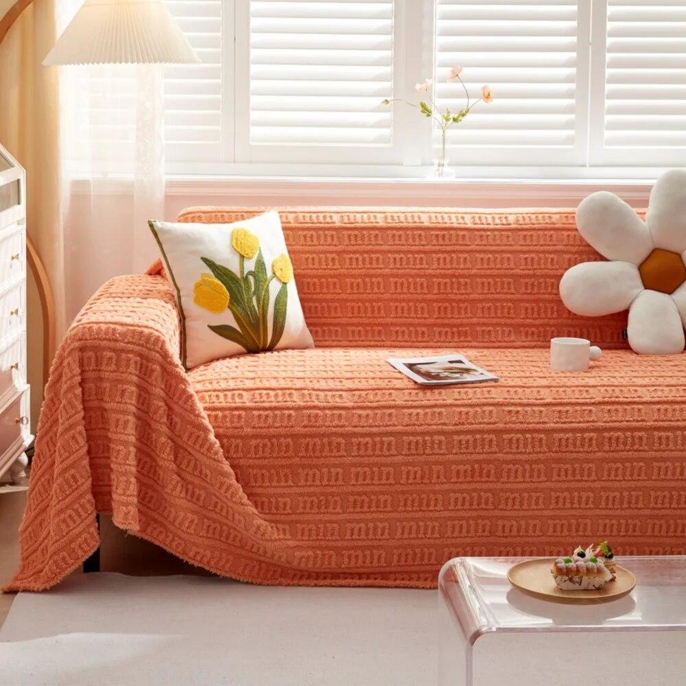 

Современный простой однотонный жаккардовый чехол для дивана с буквами, удобный хлопковый диван-полотенце, одеяло, противоскользящий защитный чехол 180x130cm