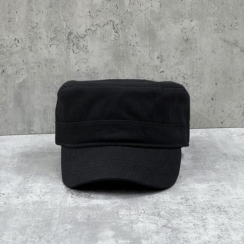 Large Size Rear Sealing Black Hat Men'S Spring And Summer Cap Middle-Aged Youth Flat Top Hat Casual Thin Cotton Cloth