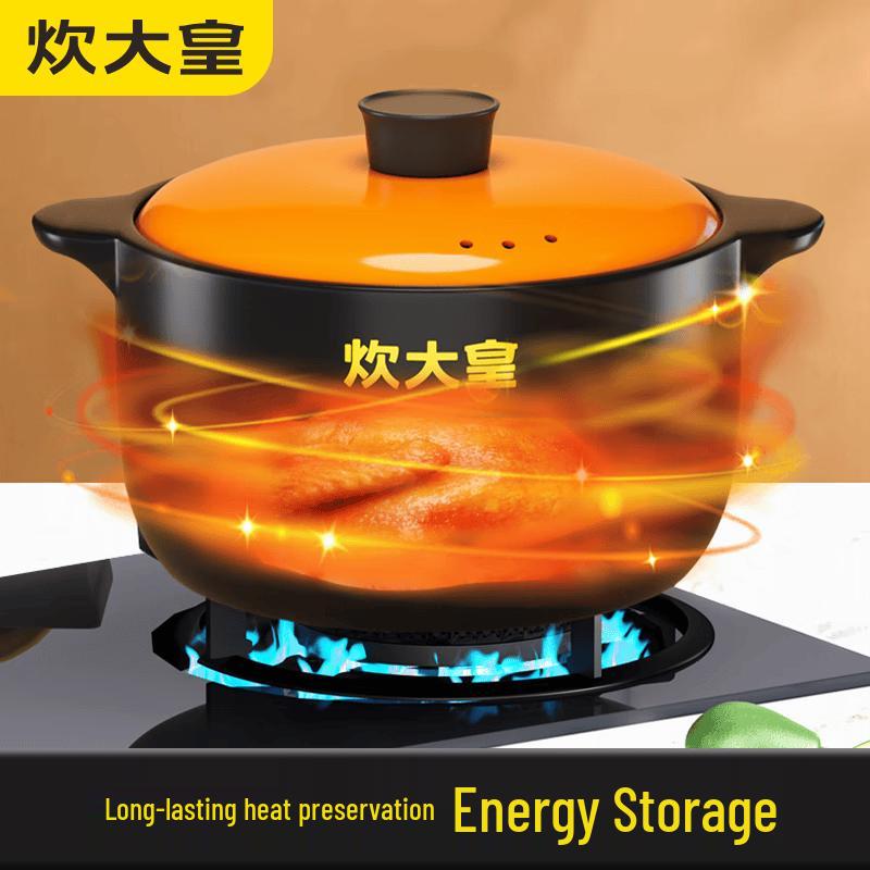 Cooker King Orange Lid Clay Stew Pot