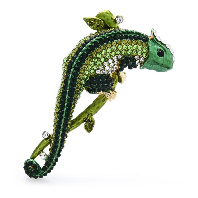 

Vintage Brwon Lizard Gecko Animal Pendant Brooch Pin Rhinestone Crystal Gifts