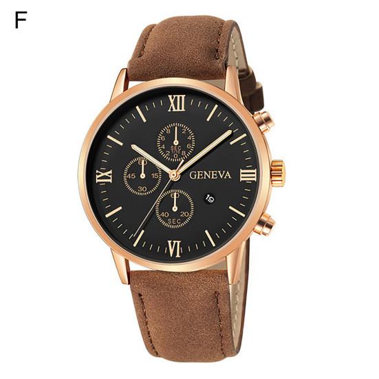 Men Quartz Watch Round Dial Precise Pointer Display Shockproof Scratch-resistant Calendar Faux Leather Strap Fashion Simple Male Business Quartz
