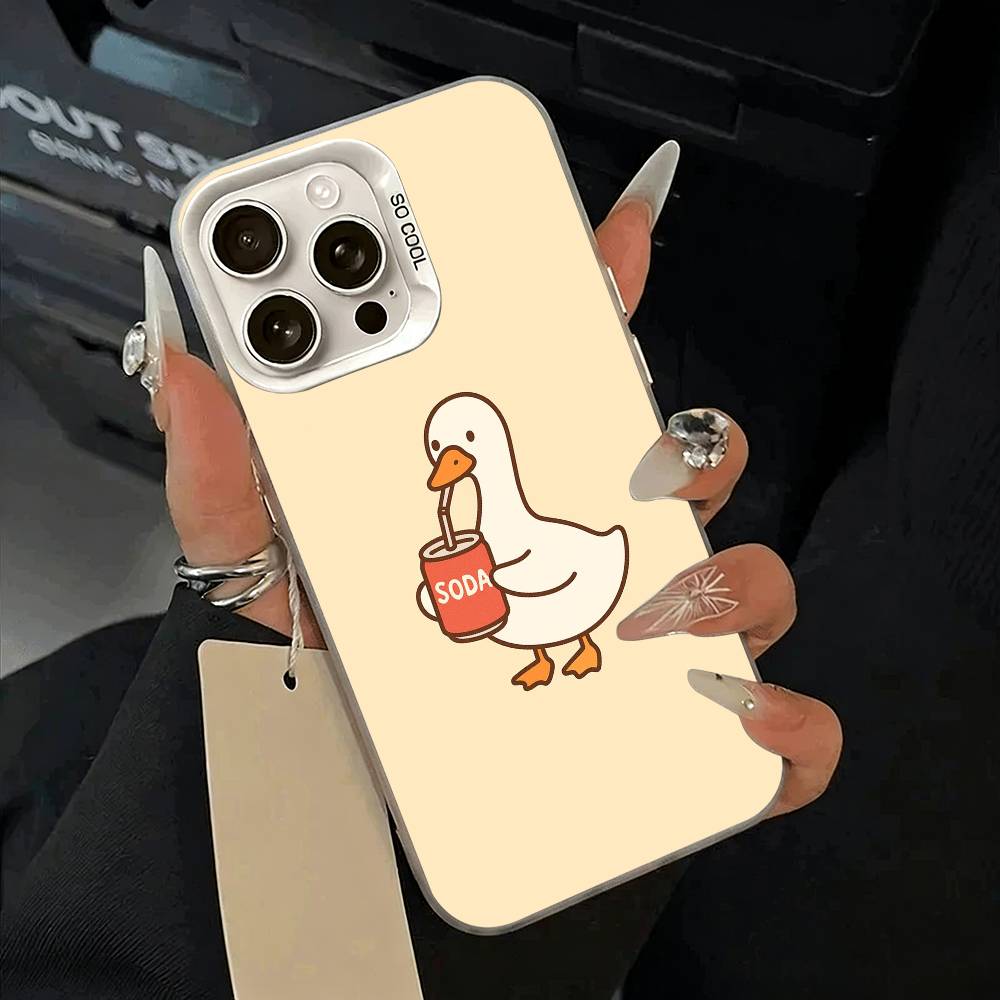 F-Funny Duck Phone Case For IPhone 17 Air 16 15 14 13 12 11 Pro Max White  Sliver  Hard Cover
