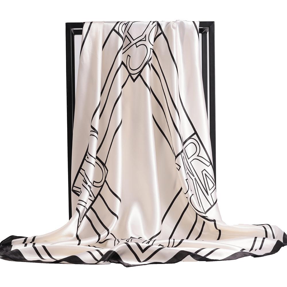 

Высококачественные роскошные шелковые шарфы, повязка на голову, шарфы, шейный шарф для женщин, шелковый шарф с цепочкой, женская декоративная шаль 90*90cm белый