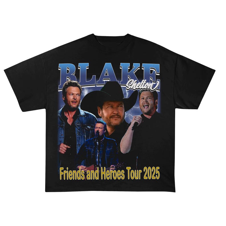 

Blake Shelton Signature Unisex T-Shirt, Friends and Heroes Tour Unisex T-Shirt S