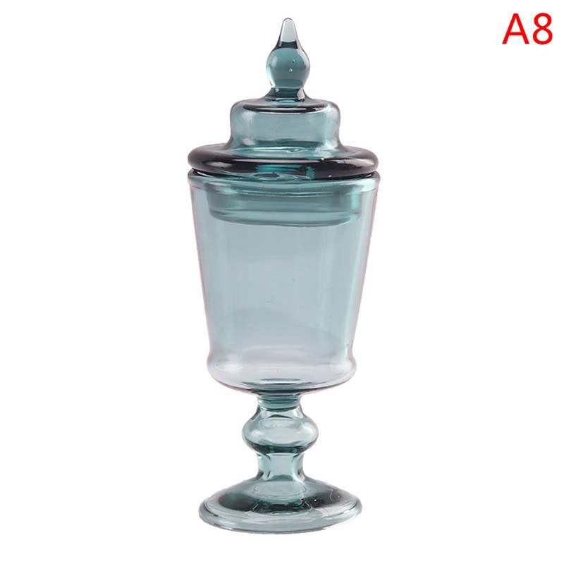 1/12 Dollhouse Miniature Glass Jar Retro Gummy Candy Biscuit Jar Bottle Modle Toy Kitchen Furniture Doll House Decor Accessoires