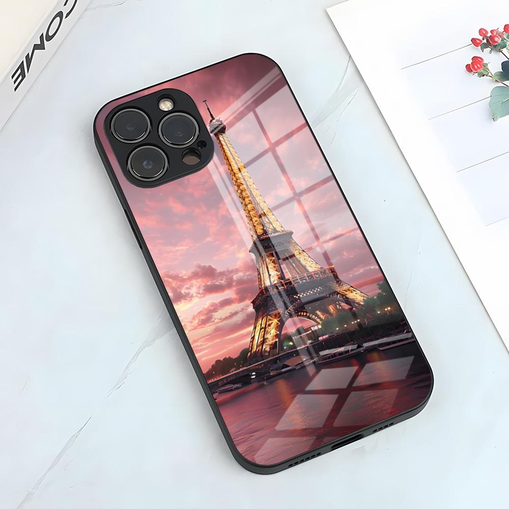 Eiffel Tower Paris Phone Case For IPhone 17 Pro Max 15 Pro 16 14 Plus 12 13 Mini 11 Pro Shockproof Glass Cover