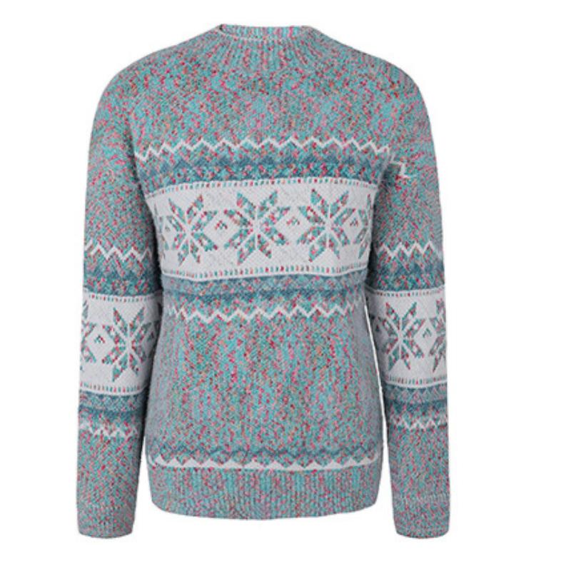 Women's Autumn Winter Christmas Sweater Half Turtleneck Snowflake Pullover