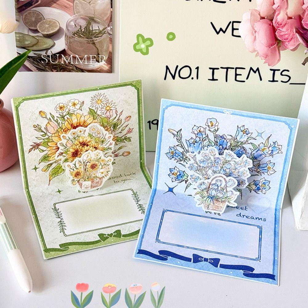 Creative 3D Greeting Card Pop Up Love Rose Thank You Cards with Envelope Blessing Card Wife Girlfriend Gift