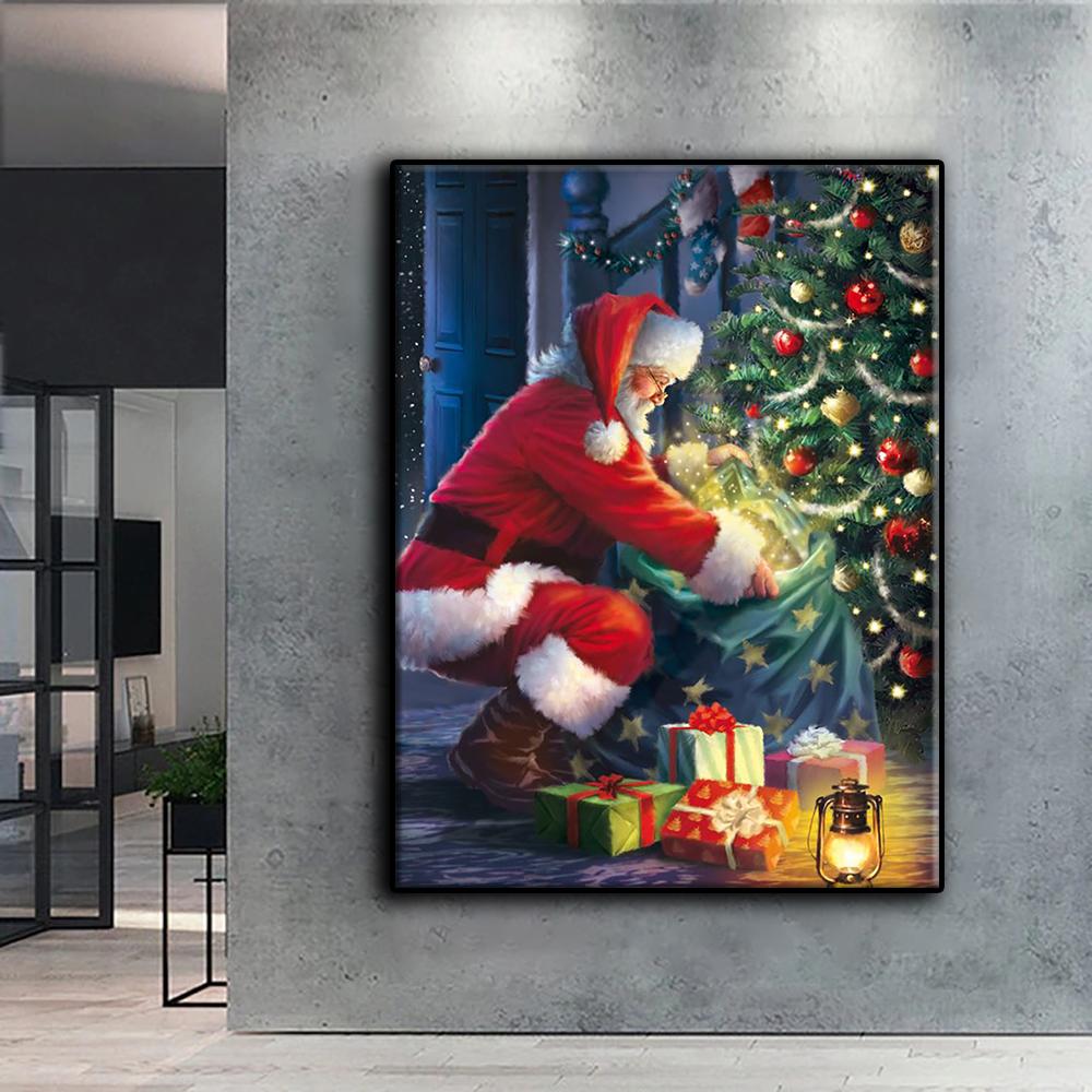 5D Diamond Painting Full Diamond Christmas Tree Santa Snowman Diamond Painting Handmade Diy Diamond Mosaic Painting Home Decoration