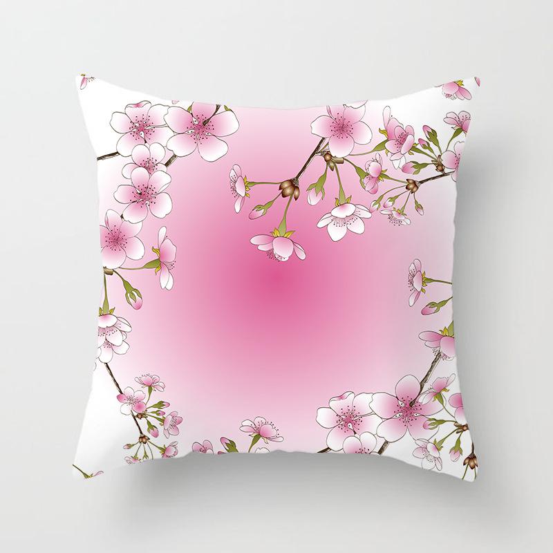 Peach Leather Velvet Fresh Pink Flower Pillowcase Home Sofa Pillow Cushion Cover Core-free