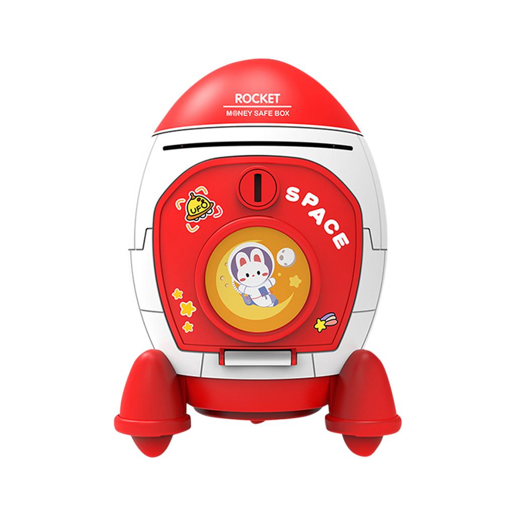 Piggy Bank For Boys Girls Cartoon Space Rocket Large-capacity Money Saving Box Desktop Decoration For Birthday Gifts