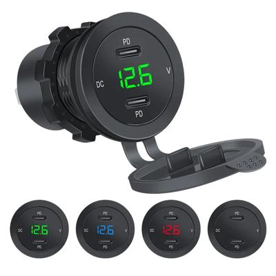 90W USB C Billaddaruttag Dubbelt 45W PD Typ-C Strömuttag Snabbladdning för 12V/24V Bil Marin Båt Sedan Husbil ATV Motorcykel