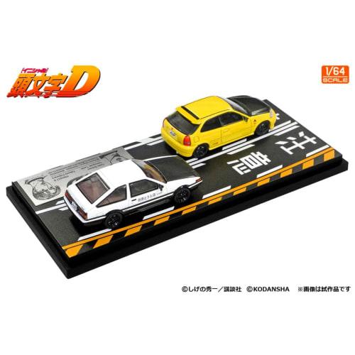 INTERALLIED MODELER'S 1/64 Initial D Set Vol.12, Tomoyuki Tate, Toudou Shokai Civic (EK9) & Takumi Fujiwara Trueno (AE86) Completed