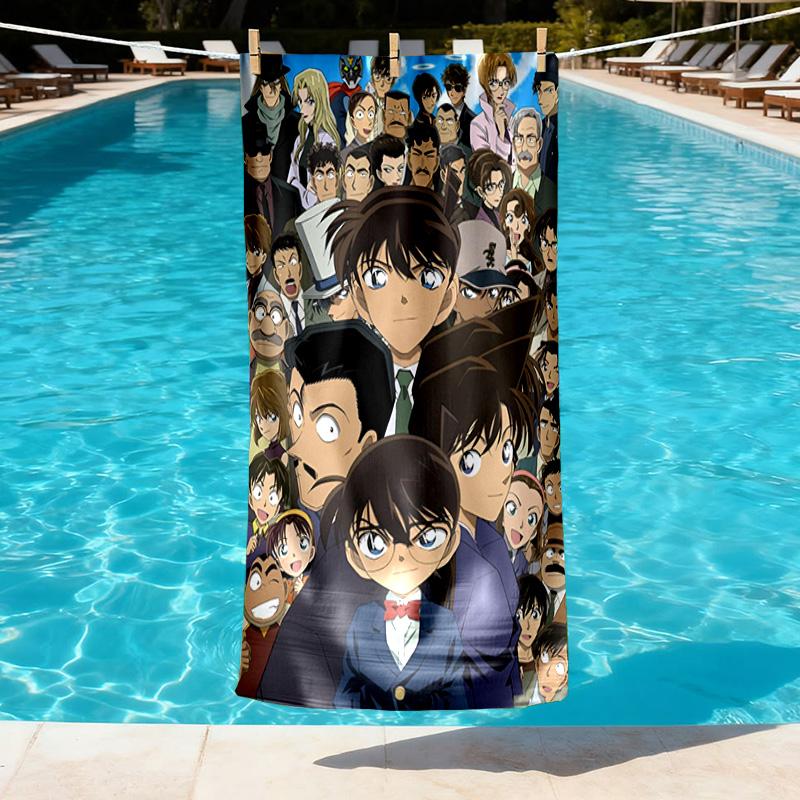 Detective Conan Print Beach Towel Design, Soft, Lightweight. for Home Bathroom, Spa, Pool, Yoga, Surfing, Camping, Gift for Family, Friend