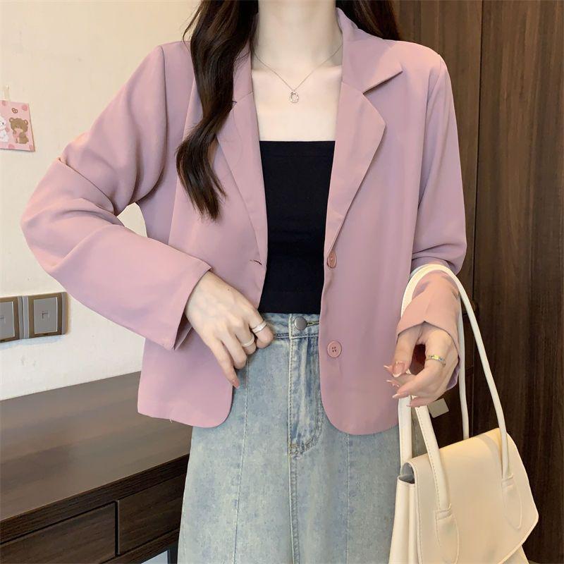 Petite Women's Loose Fit Spring/Autumn Jacket - Long Sleeve Suit Top, Short Casual Style