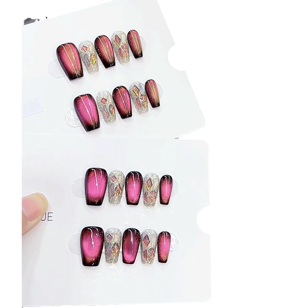 Pure Hand-made Phototherapy Wearable Nail Tablets Chameleon Wearable Nails Finished Products Reused Nail Art
