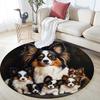 Papillon Dog Round Area Rug,Carpet Rug for Living Room Bedroom Sofa Playroom Decor,Non-slip Floor Mat