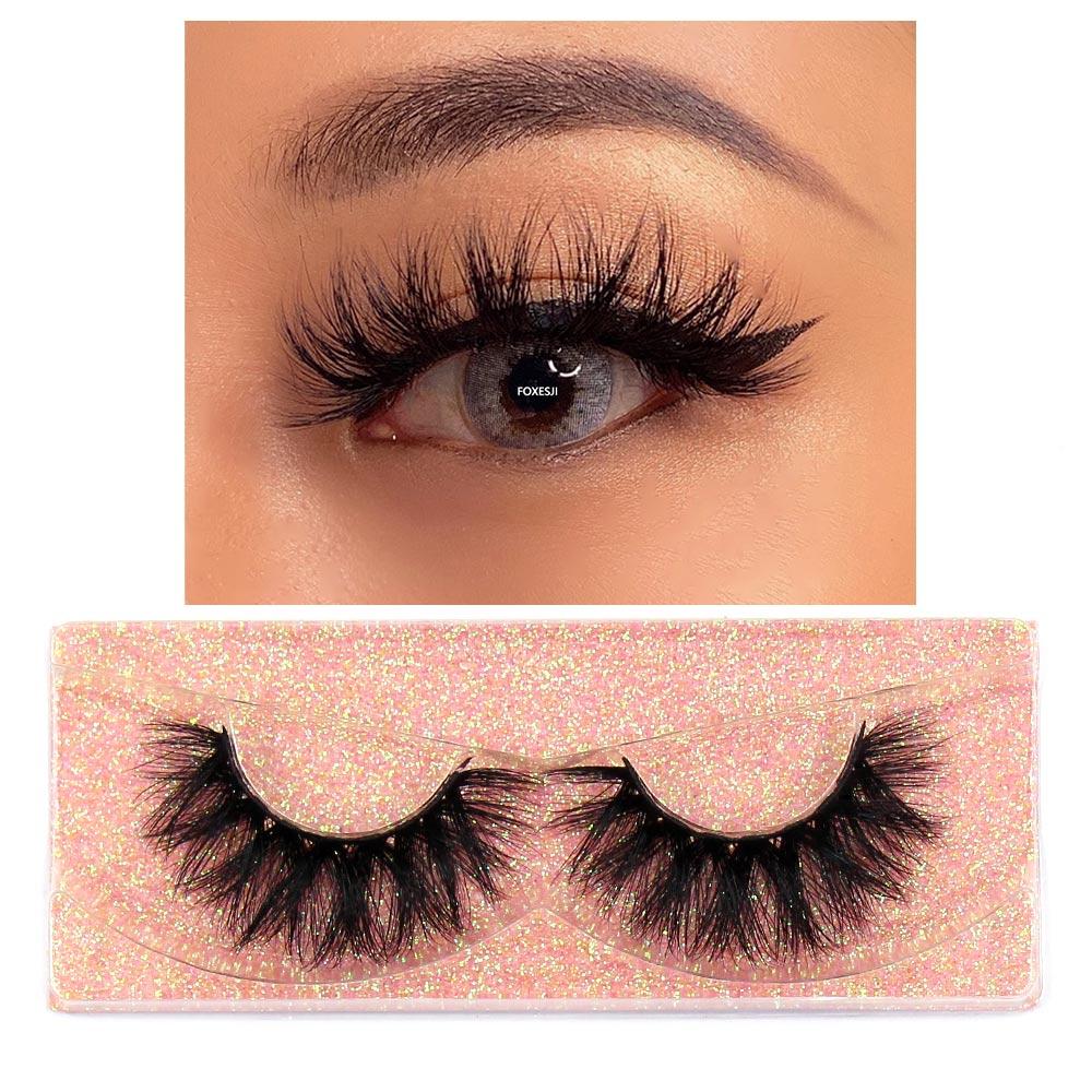 FOXESJI Wimpern 3D Nerz Falsche Wimpern Flauschig Weich Natürlicher Streifen Nerz Wimpern Verlängerung Volumen Fake Wimpern Dicke Wimpern