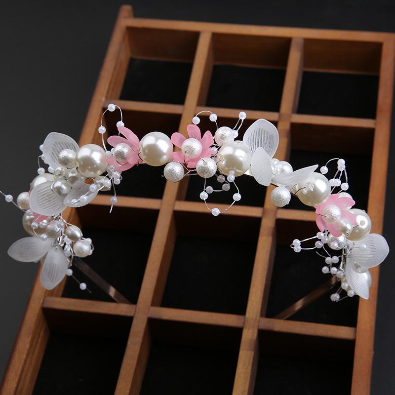 Pearl headband flower wreath headband Mori bride crown sweet knot wedding dress beaded headdress