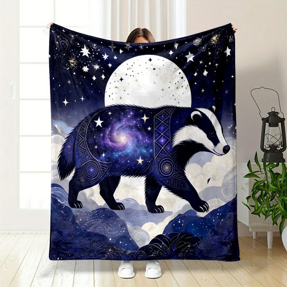 Animals in the Dreamy Night Sky Printed Blanket Children Adult Soft and Warm Bedding for Sofa Outdoor Travel Cover Blanket