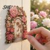 Mini Elf Door For Yard 6 Pcs Fairy Doors, Wooden Miniature Garden Outdoor Tree Magical Ornament Gate Decoration for Trunk, Stump, Wall Decor,