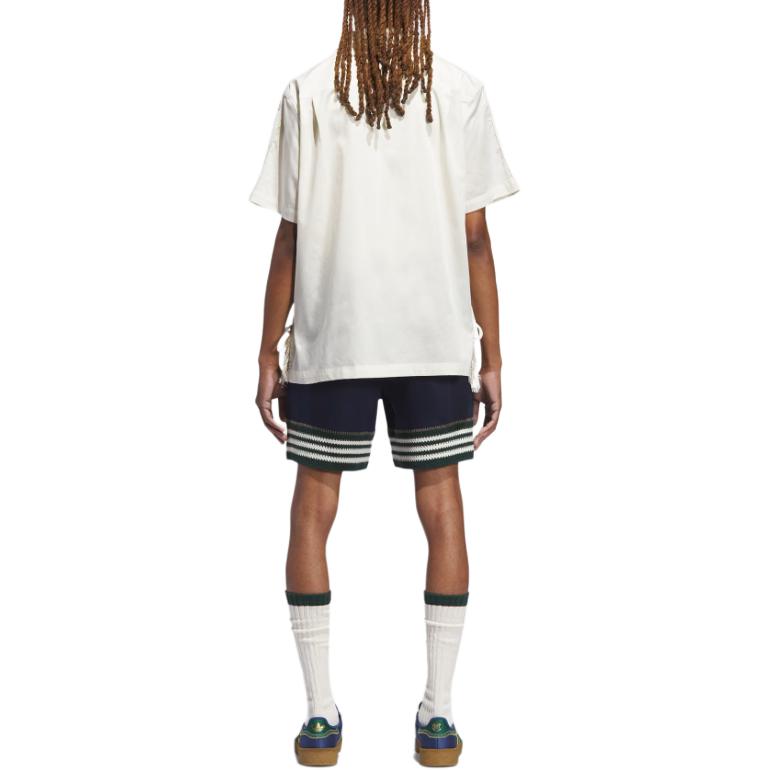adidas Originals X Clot Collaboration Bowling Fashion Minimalist Versatile Short Sleeve Shirt Unisex Shirts Off-White JP1599