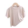 Kids' Summer Ice Silk Short-Sleeve Solid Top: Round Neck, Fashionable and Versatile for Boys and Girls